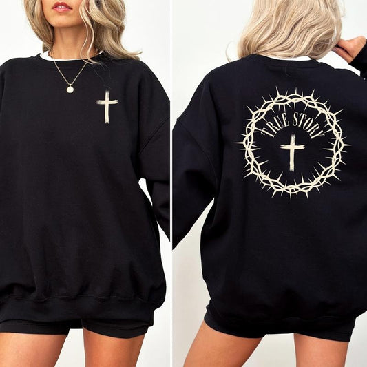 True Story Sweatshirt, Bible Verse Crewneck, Faith Long Sleeves Pullover, Religious Crewneck, Christian Christmas Gifts...