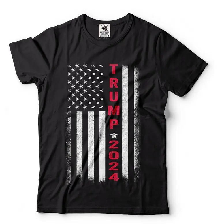Trump 2024 American Flag Vintage T-Shirt MAGA trump 2024  sweater and hoodie Sweatshirt | WearSparks.com