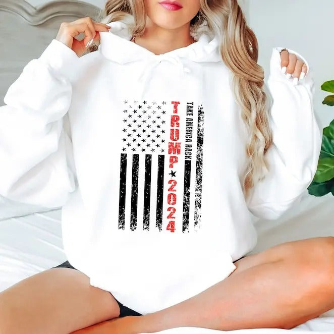 Trump 2024 Take America Back American Flag Hoodie T-Shirts, Sweatshirt | WearSparks.com