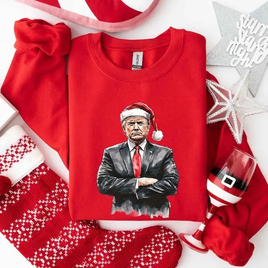 Trump Christmas Sweatshirt, Republican Christmas Shirt, Funny Santa Trump Shirt, Humorous Christmas Sweater, Political...