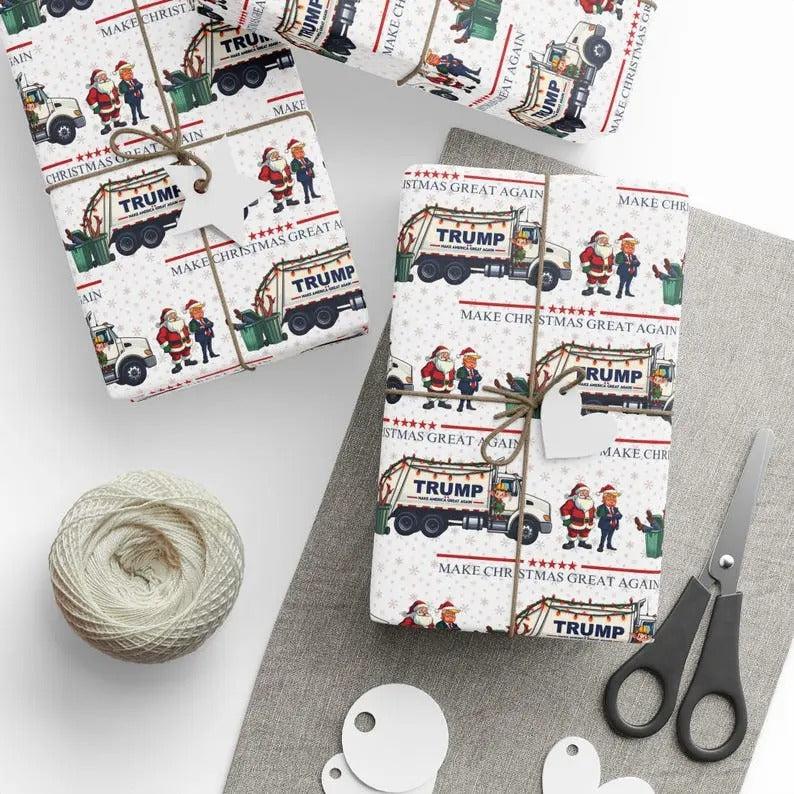 Trump Christmas Wrapping Paper, MAGA Christmas Wrapping Paper, Funny Gift Wrap, Christmas Gifts, Xmas Wrapping Paper...