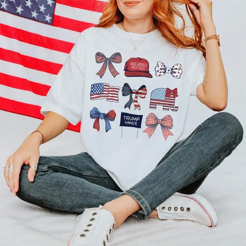 Trump Coquette Bow T-Shirt, Republican Tee, Trump MAGA TShirt, Gift, 100% Cotton, Crew Neck, Slight Stretch, Breathable &...