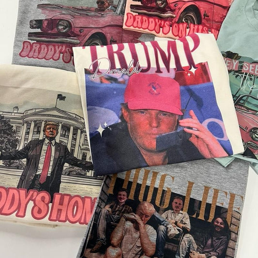 Trump Election Tees President Daddy's Home Thug Life Tshirts Political USA T-Shirts MAGA Tees Pink Policial Tops Womens...