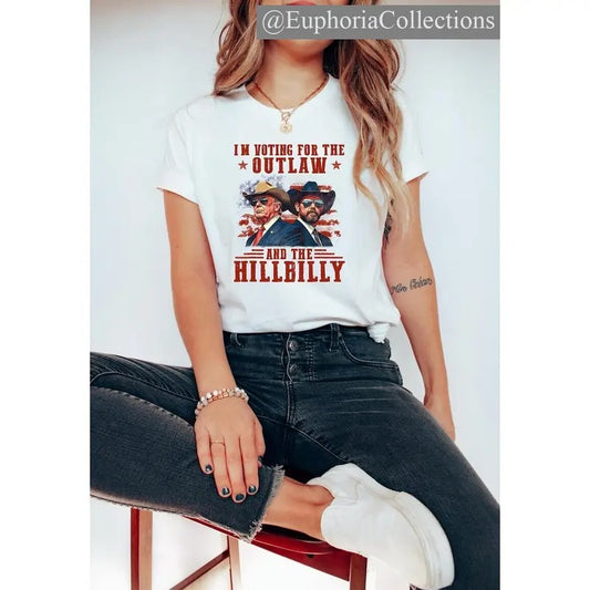 #Trump I'm Voting For The Outlaw And Hillbilly #Trump Vance Shirt, Sweater, Hoodie, Ridin With The Outlaw Shirt , Retro...