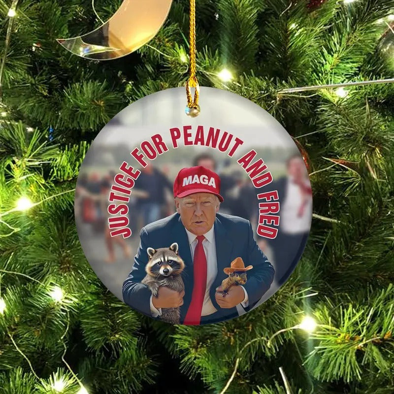 Trump Justice for Peanut And Fred Christmas Ornament, Trump Christmas Ornament, Trump Ornament, Trump Gift, Republican...