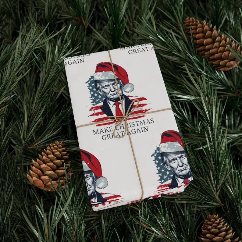 Trump Make Christmas Great Again Wrapping Paper, Trump Christmas Gift Wrap Paper, Republican Wrapping Paper, Trump Santa...