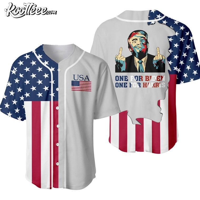 Trump Middle Finger One For Biden One For Harris Baseball Jersey