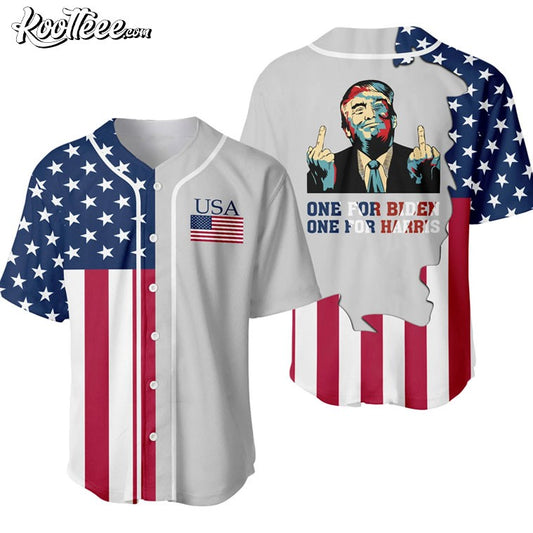 Trump Middle Finger One For Biden One For Harris Baseball Jersey
