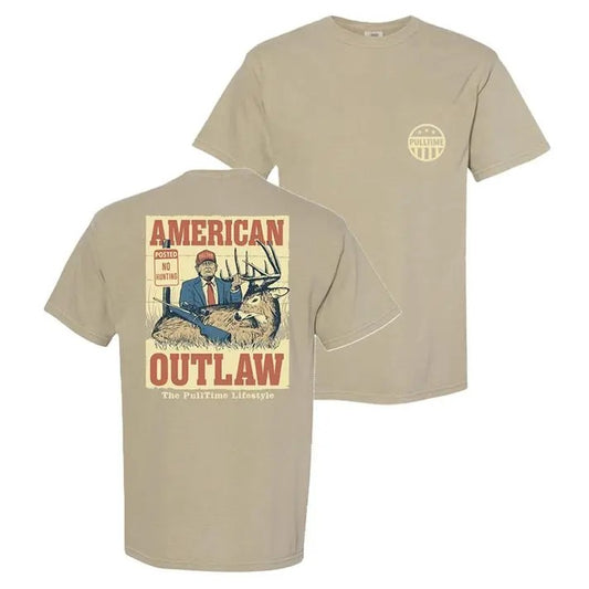 Trump Pull Time Shirt American Outlaw 2 Sides Shirt, Donald Trump Hunting Shirt, Gildan 5000 Heavy Cotton Shirts, For Men...