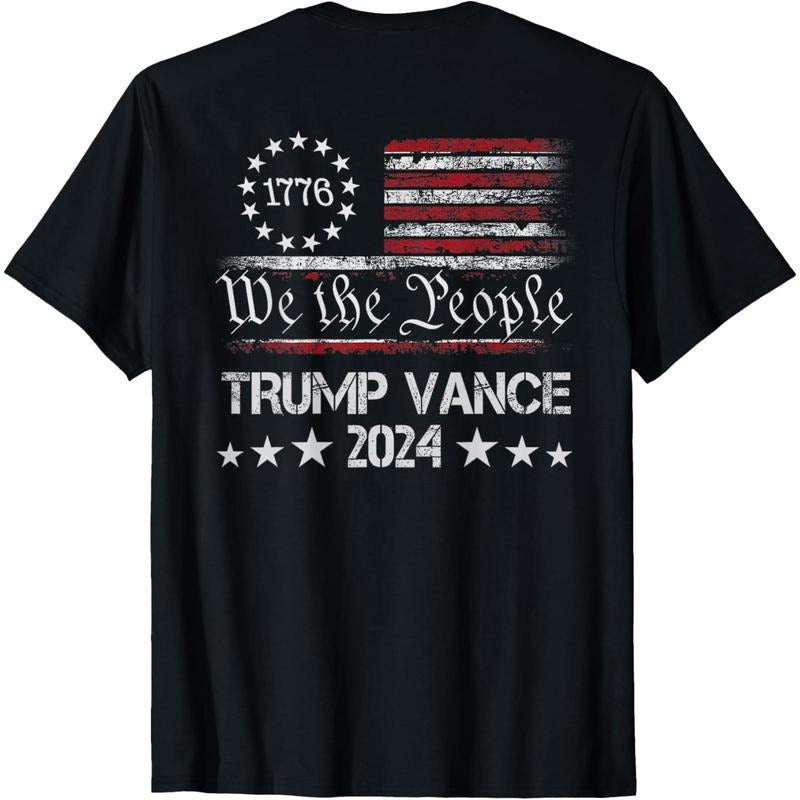 Trump Vance 2024 Retro Stripe Trump JD Vance (On Back) T-Shirt made in usa Hoodie, Sweatshirt | WearSparks.com