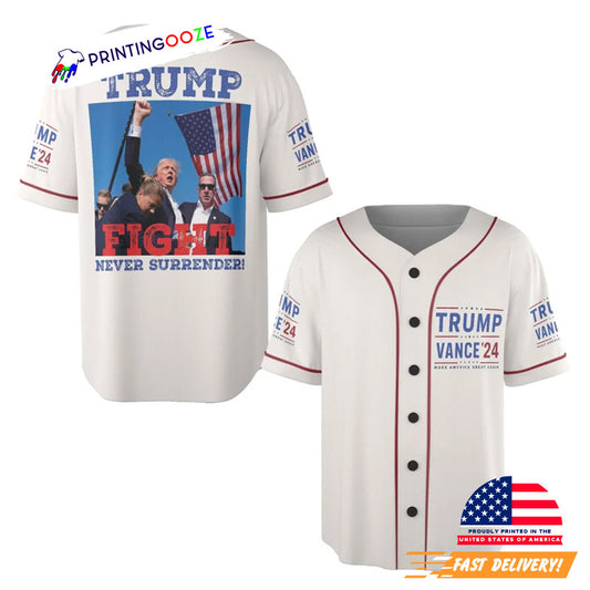 Trump Vance 24 Trump Fight Never Surender Election Baseball Jersey