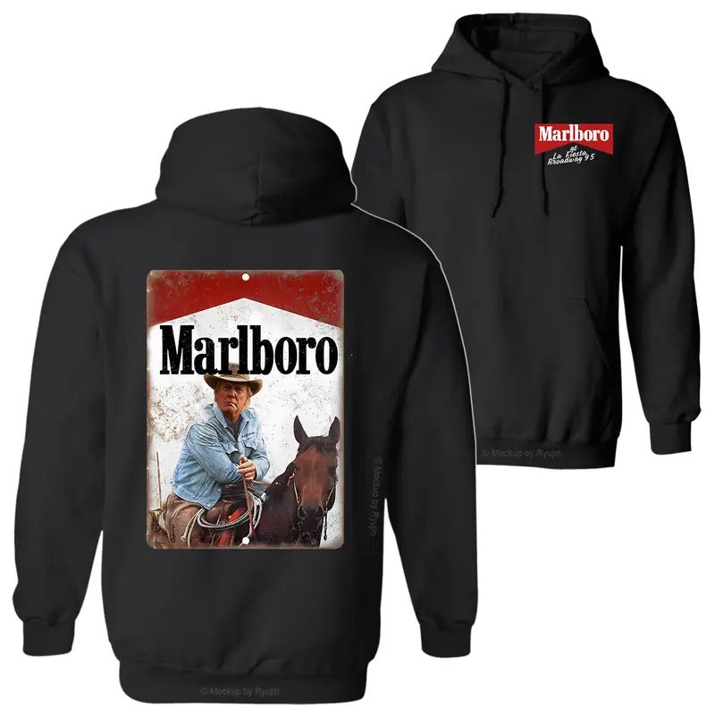 Trump Western Cowboy Marlboro Trump Shirts for Sale 2 Sided Graphic Printed Unisex Classic Hoodie Sweatshirt | WearSparks.com