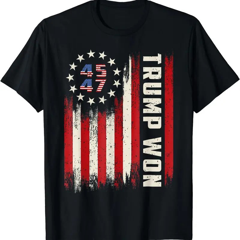 Trump Won 2024 45 47Th President Usa Flag T-Shirt Hoodie, Sweatshirt | WearSparks.com