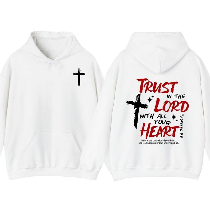 Trust In The Lord With All Your Heart T-Shirt, Hoodie Men's Cross Graphic Tee, 2025 Casual Summer Outfit, Christian Jesus...