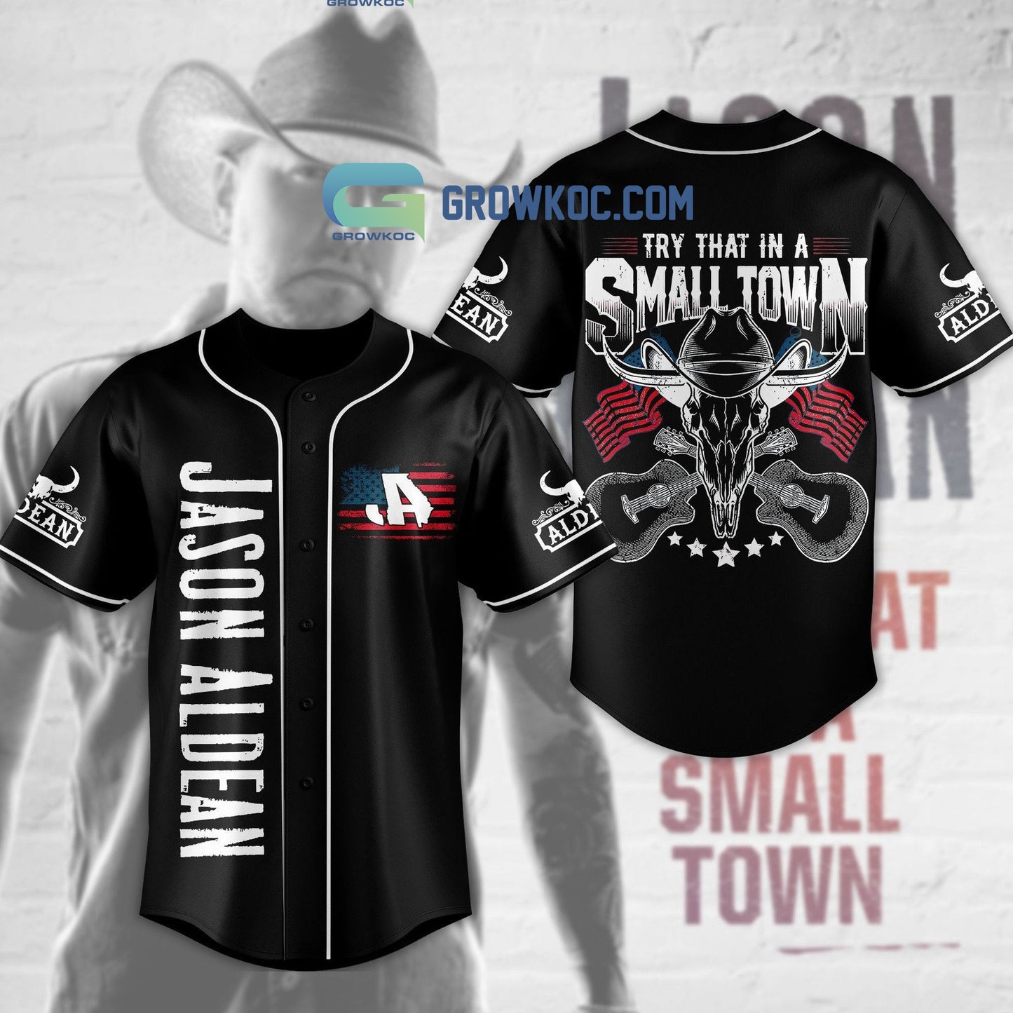 Try That In A Small Town Jason Aldean Black Design Baseball Jersey
