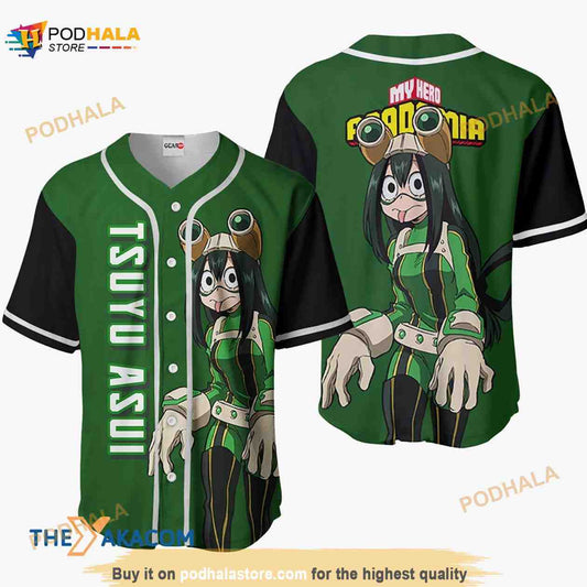 Tsuyu Asui My Hero Academia Anime 3D Baseball Jersey Shirt