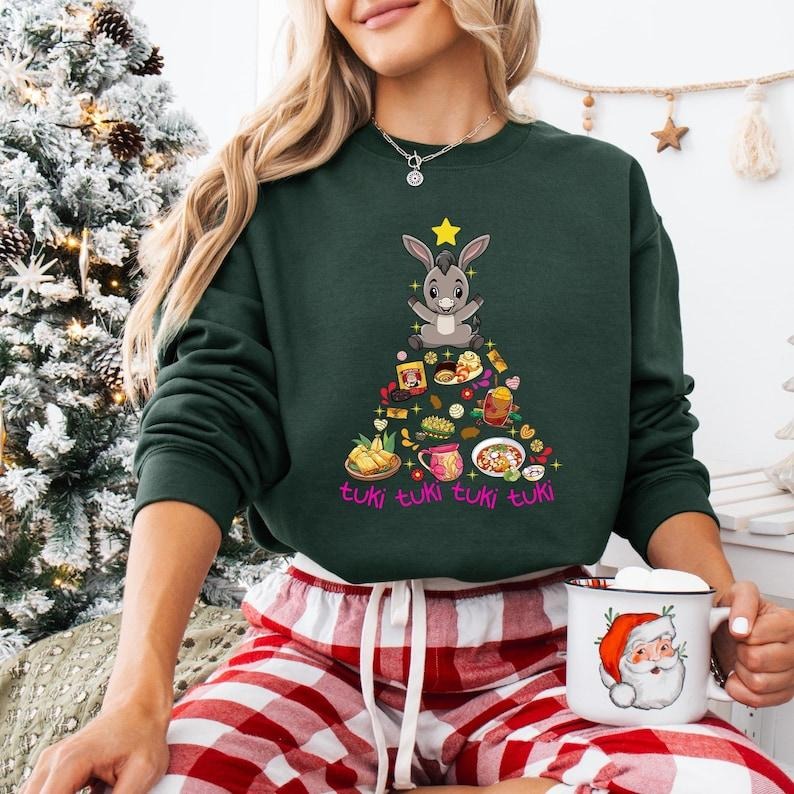 Tuki Donkey Christmas Tree Shirt, Mexican Christmas Sweatshirt, Feliz Navidad Shirt, Pan Dulce Xmas T-shirt, El Tamale...