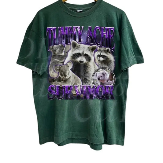 Tummy Ache Survivor Retro 90s Shirt, Vintage Raccoon Koala T Shirt, Funny Aesthetic Shirt, Tummy Ache Tee, Birthday Party...