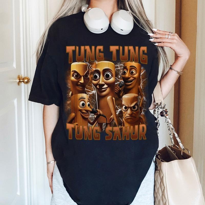 Tung Tung Sahur Meme T-Shirt Funny Italian Brainrot Cartoon Tee Hoodie, Sweatshirt | WearSparks.com