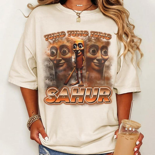 Tung Tung Tung Sahur Funny Baseball Bat Meme Shirt, Italian Brainrot, Dank Meme Shirt, Unhinged Clothes, Weird Tee...