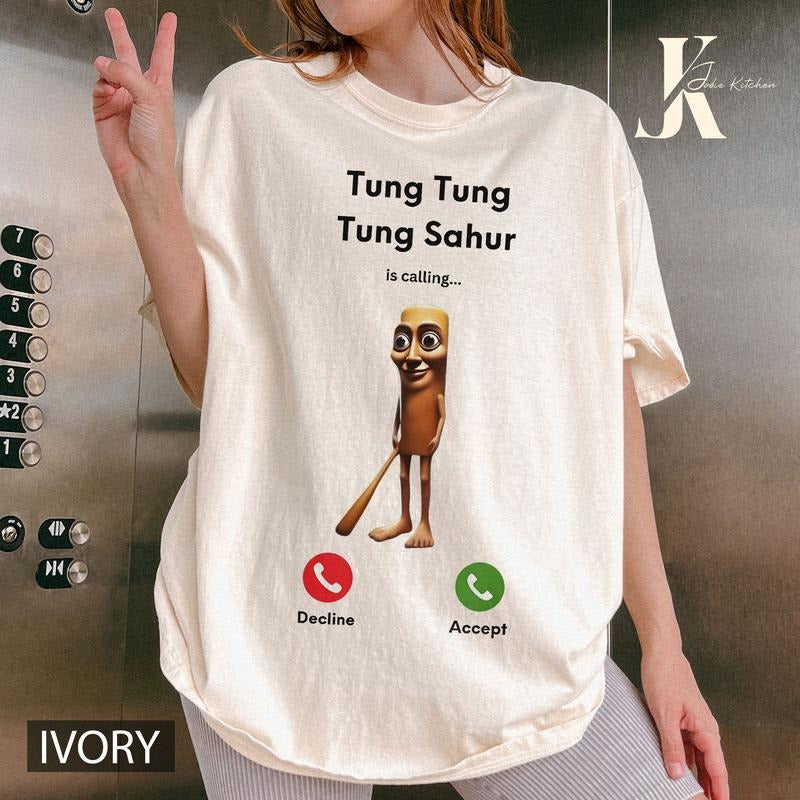 Tung Tung Tung Sahur Funny Baseball Bat Meme T-shirt, Dank Memes Tshirt, Cringe Tee, italian Brainrot, Oddly Specific...