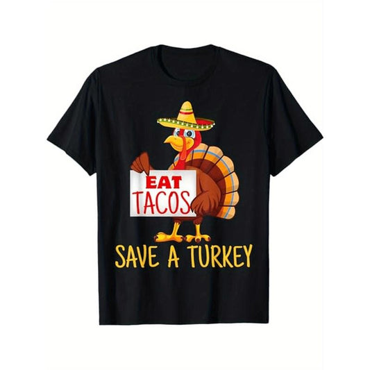 Turkey Eat Tacos Vegan Funny Thanksgiving Dinner Women Men T-Shirt, Halloween Thanksgiving Christmas Gifts for Men Women...