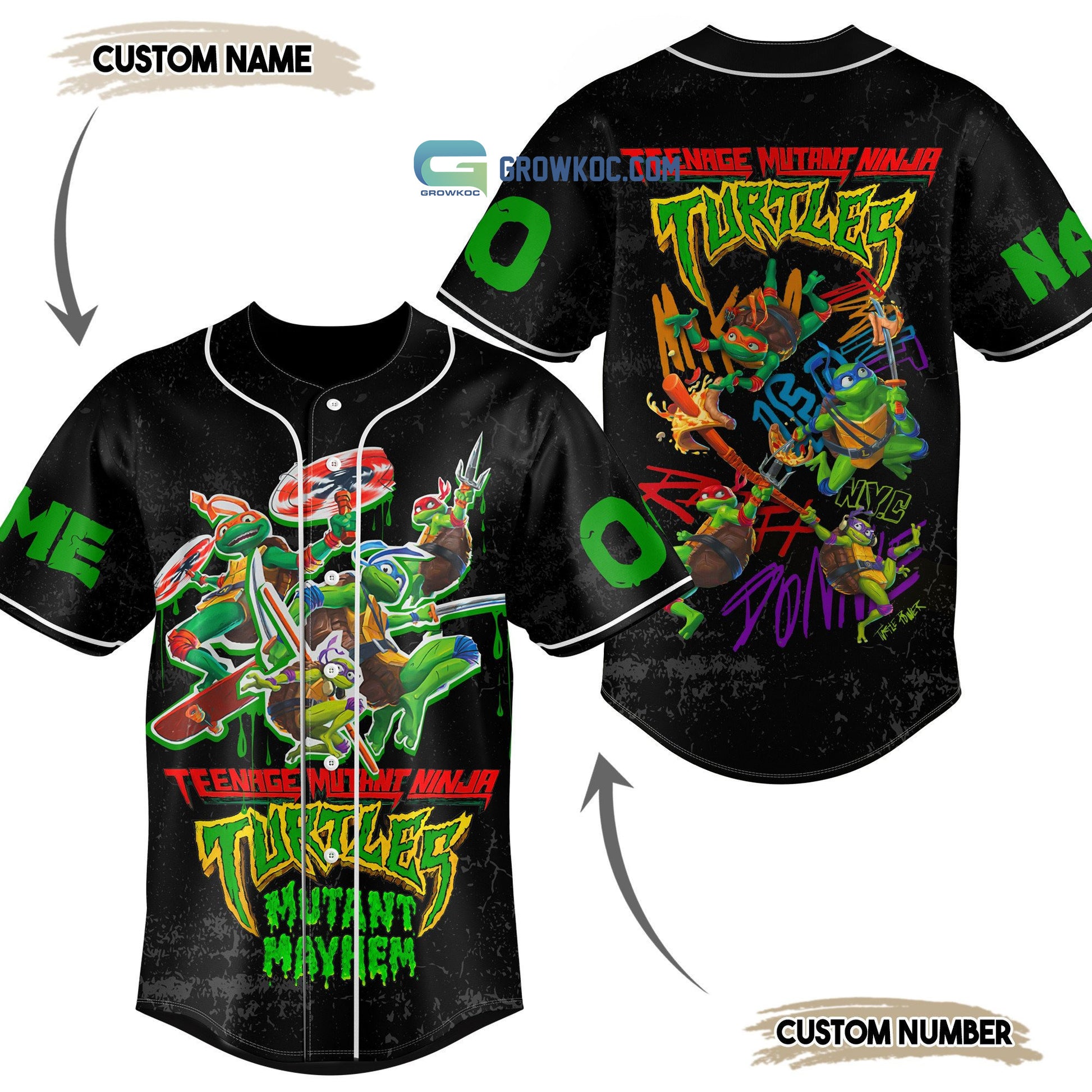 Turtles Teenage Mutant Ninja Personalized Baseball Jersey