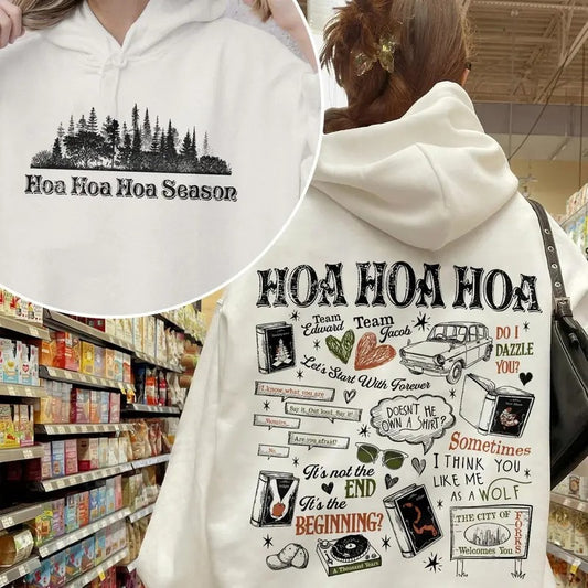 Twilight Hoa Hoa Hoa Hoodie two sides, Hoa Hoa Hoa Season Sweater, Twilight Forks Washington, Cozy Season Crewneck,...
