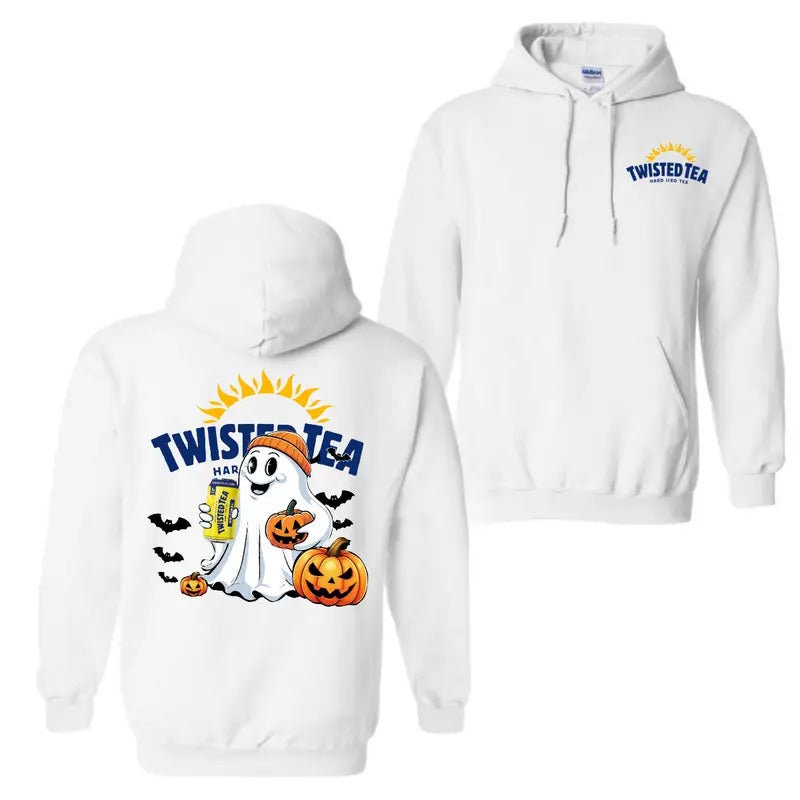 Twisted Tea Ghost Cute Halloween 2 Sided Hoodie T-Shirt, Twisted Tea Halloween Hoodie For Men And Women, Halloween Cute...