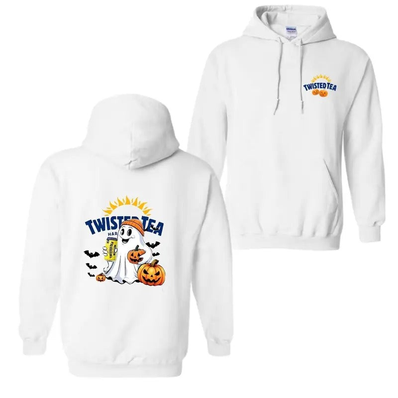 Twisted Tea Ghost Cute Halloween 2 Sided Hoodie T-Shirt, Twisted Tea Halloween Hoodie For Men And Women, Trendy Shirt...