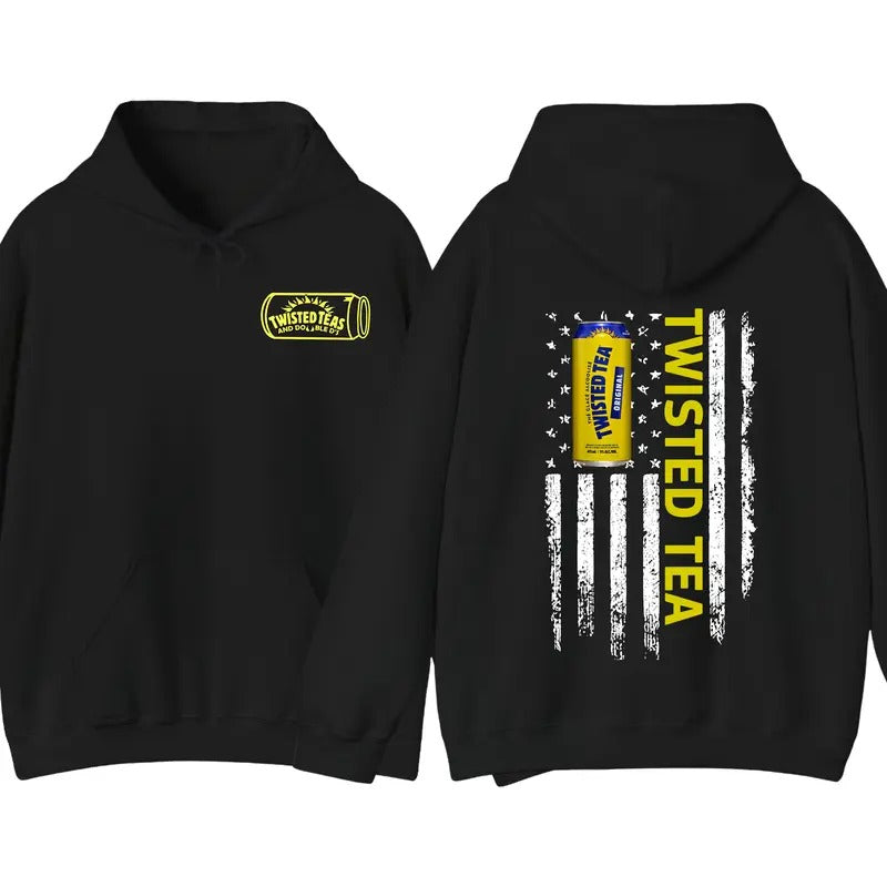 Twisted Tea Logo Flag 2-sided Hoodie, Fall Hoodie, Gift for Womens, for Mens T-Shirts, Sweatshirt | WearSparks.com