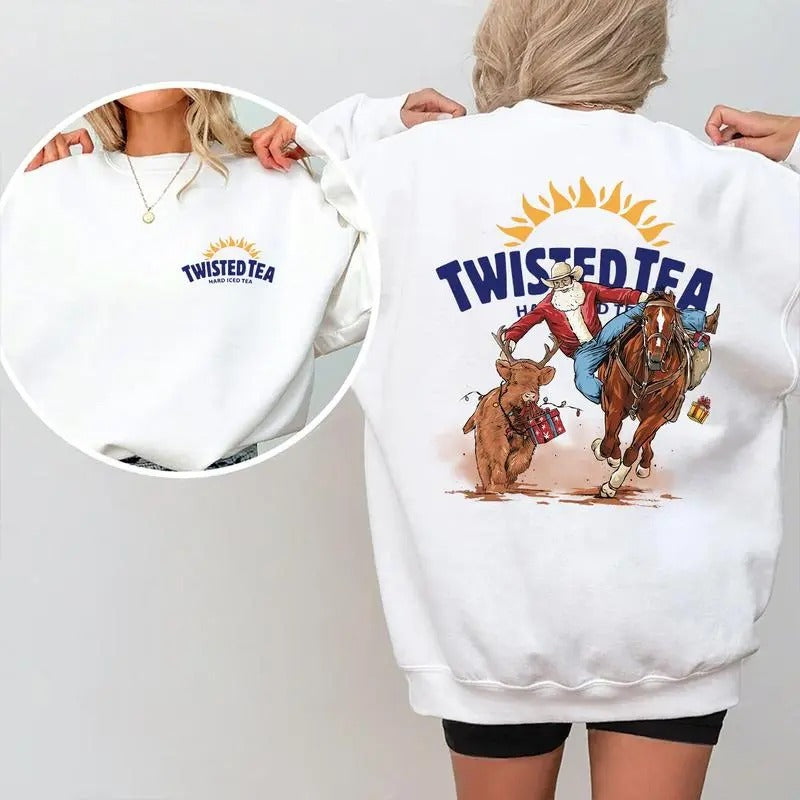 Twisted Tea Santa Christmas Cow Boy Style Unisex Sweatshirt T-Shirts, Hoodie | WearSparks.com