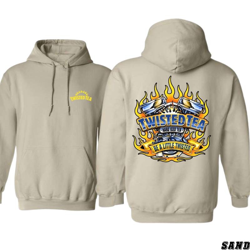 Twisted Tea V8 Engine Flames Design - Casual Wear Hoodie - Unique and Bold Style Menswear Sweaters T-Shirts, Sweatshirt