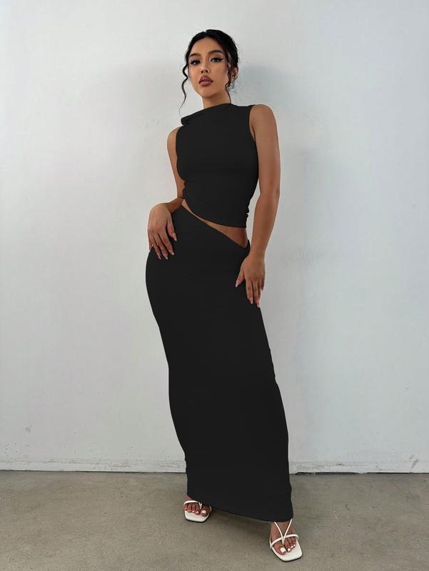 Two Piece Sets For Women Going Out Tops and Bodycon Maxi Skirt Set Vacation Outfits T-Shirts, Hoodie, Sweatshirt