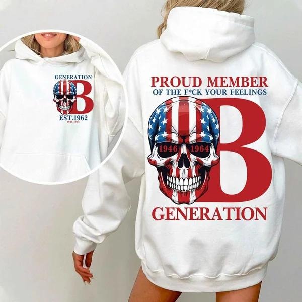 Two-sided Customize Bommers T-shirt, Skull Proud Member Of The Fck Your Feelings 1965