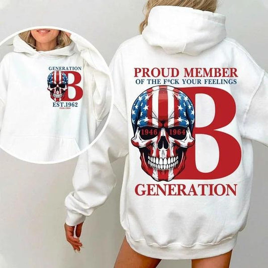 Two-sided Customize Bommers T-shirt, Skull Proud Member Of The Fck Your Feelings 1965