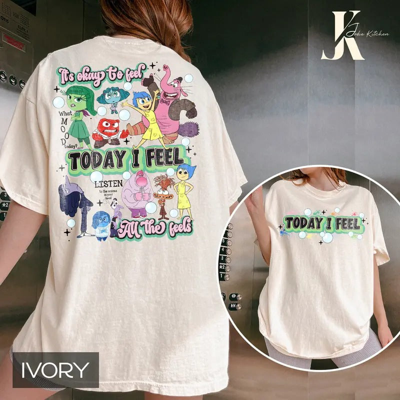 Two-sided Inside Out 2 T-Shirt, Today I Feel Inside Out Shirt, It's Okay to Feel All The Feels Shirt, Inside Out...