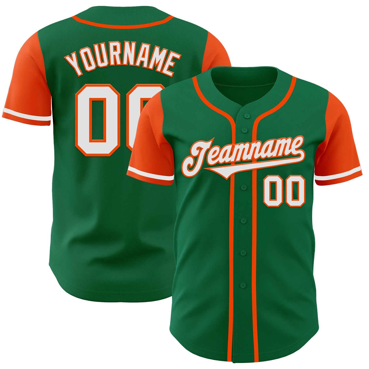 Custom Kelly Green White-Orange Authentic Two Tone Baseball Jersey T-Shirts, Hoodie, Sweatshirt | WearSparks.com (Image 1)