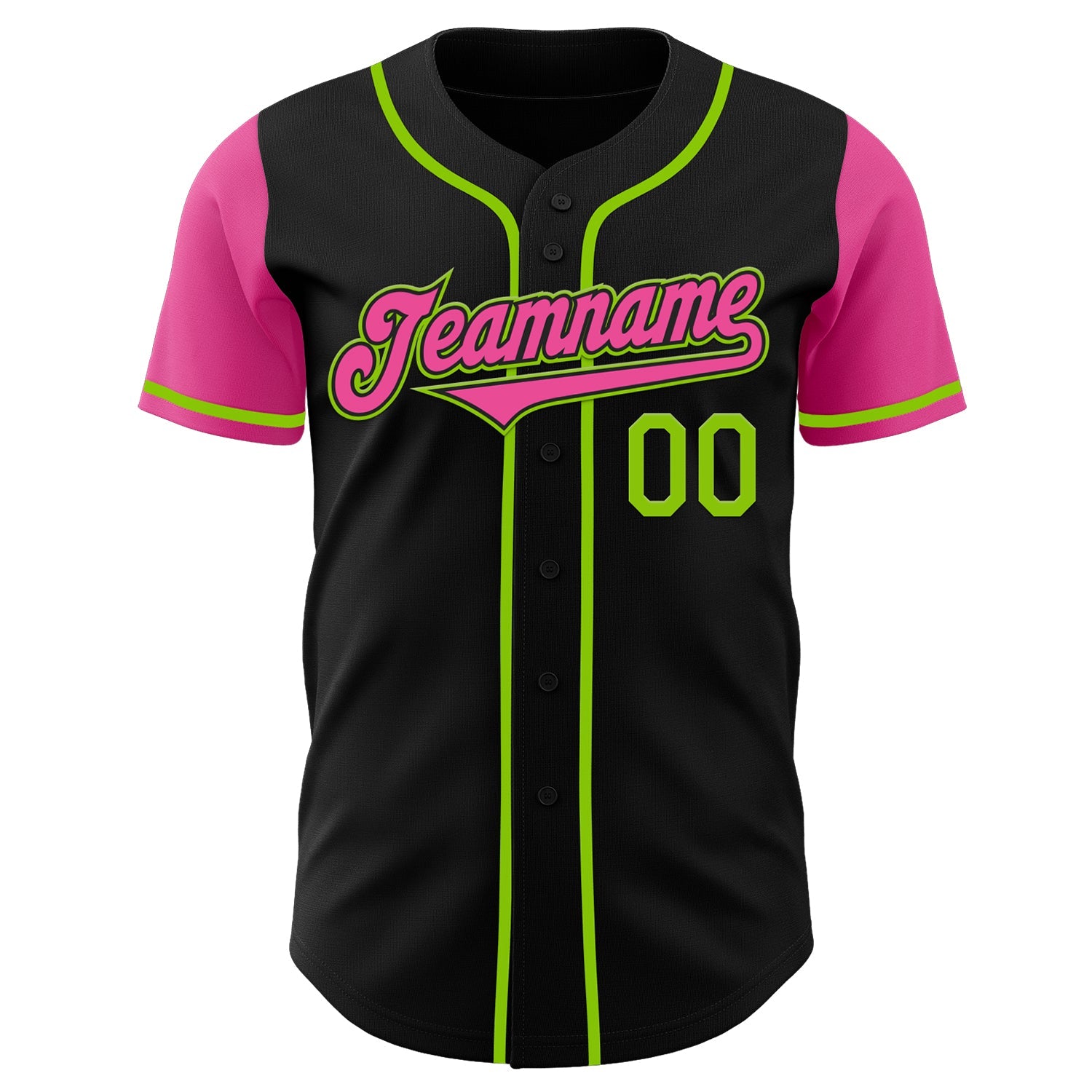 Custom Black Pink-Neon Green Authentic Two Tone Baseball Jersey T-Shirts, Hoodie, Sweatshirt | WearSparks.com (Image 2)