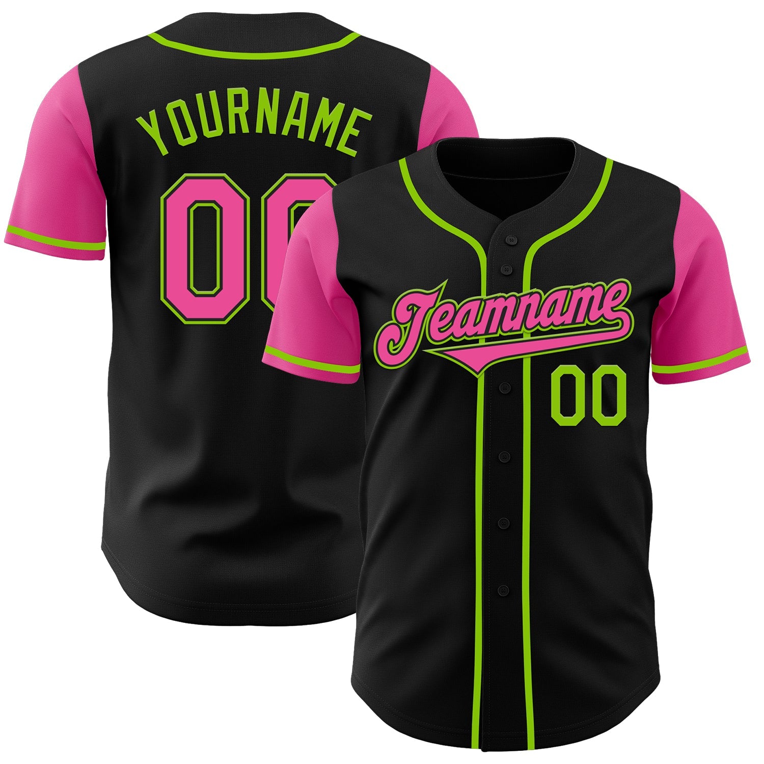Custom Black Pink-Neon Green Authentic Two Tone Baseball Jersey T-Shirts, Hoodie, Sweatshirt | WearSparks.com (Image 1)