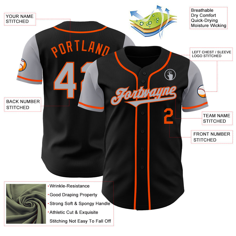 Custom Black Gray-Orange Authentic Two Tone Baseball Jersey T-Shirts, Hoodie, Sweatshirt | WearSparks.com (Image 3)
