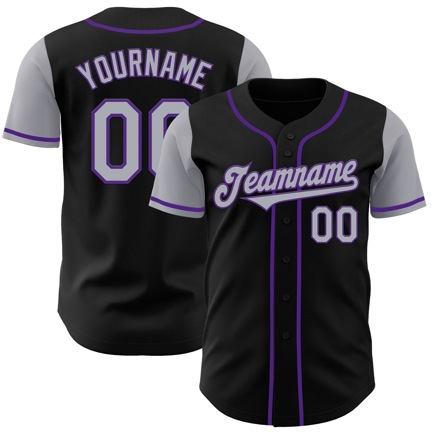 Custom Black Gray-Purple Authentic Two Tone Baseball Jersey T-Shirts, Hoodie, Sweatshirt | WearSparks.com (Image 1)