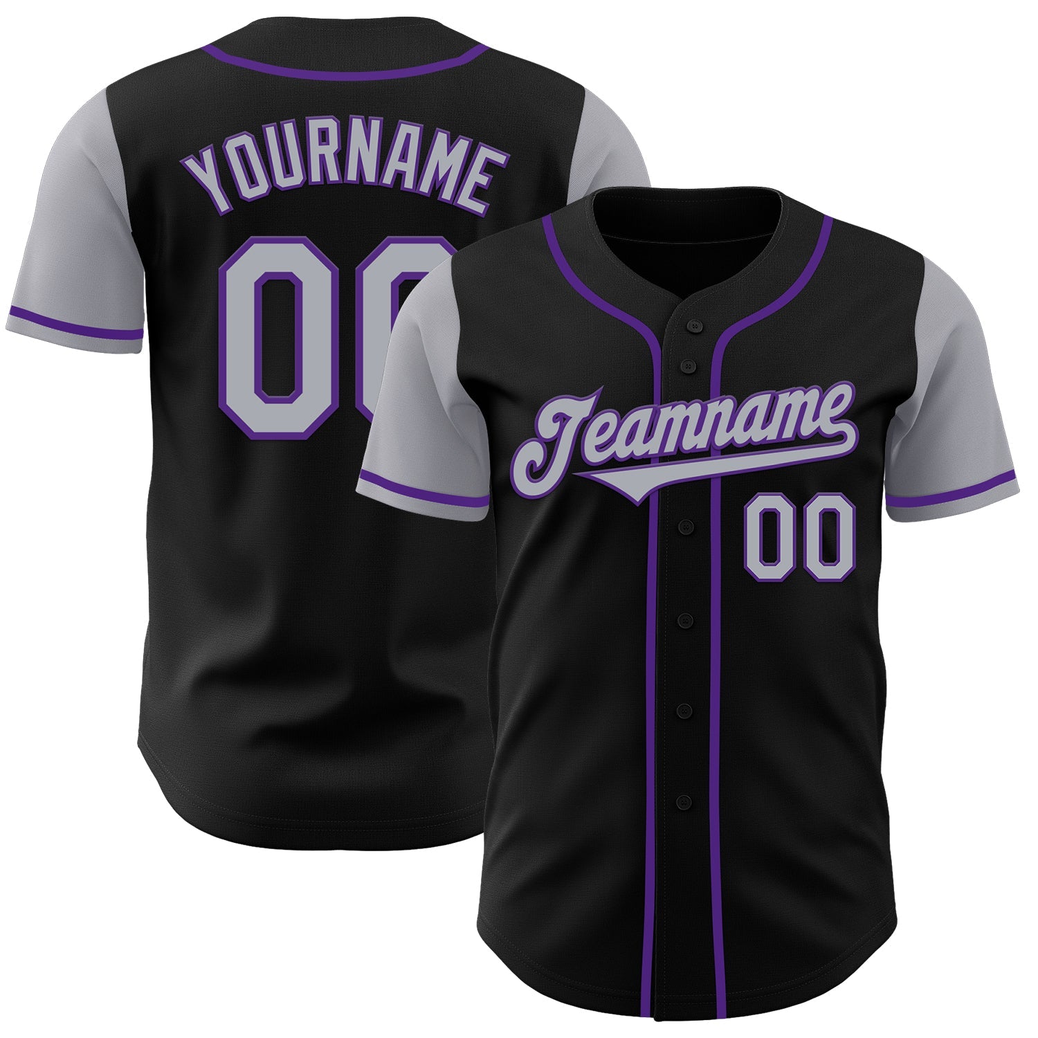 Custom Black Gray-Purple Authentic Two Tone Baseball Jersey T-Shirts, Hoodie, Sweatshirt | WearSparks.com (Image 1)