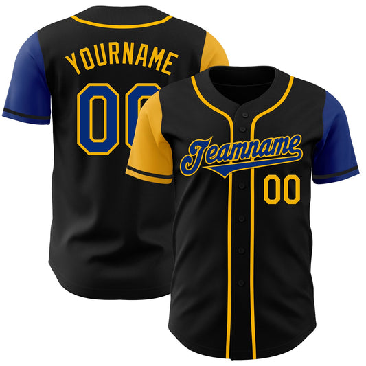 Custom Black Royal-Gold Authentic Two Tone Baseball Jersey T-Shirts, Hoodie, Sweatshirt | WearSparks.com (Image 1)