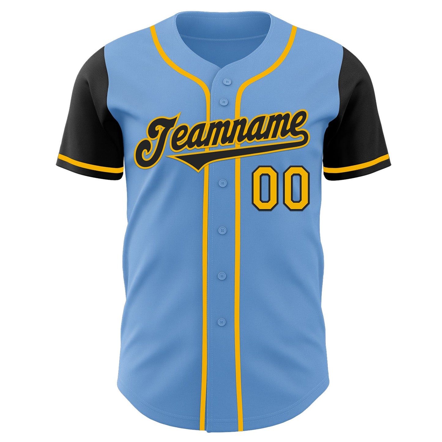 Custom Light Blue Black-Gold Authentic Two Tone Baseball Jersey T-Shirts, Hoodie, Sweatshirt | WearSparks.com (Image 2)