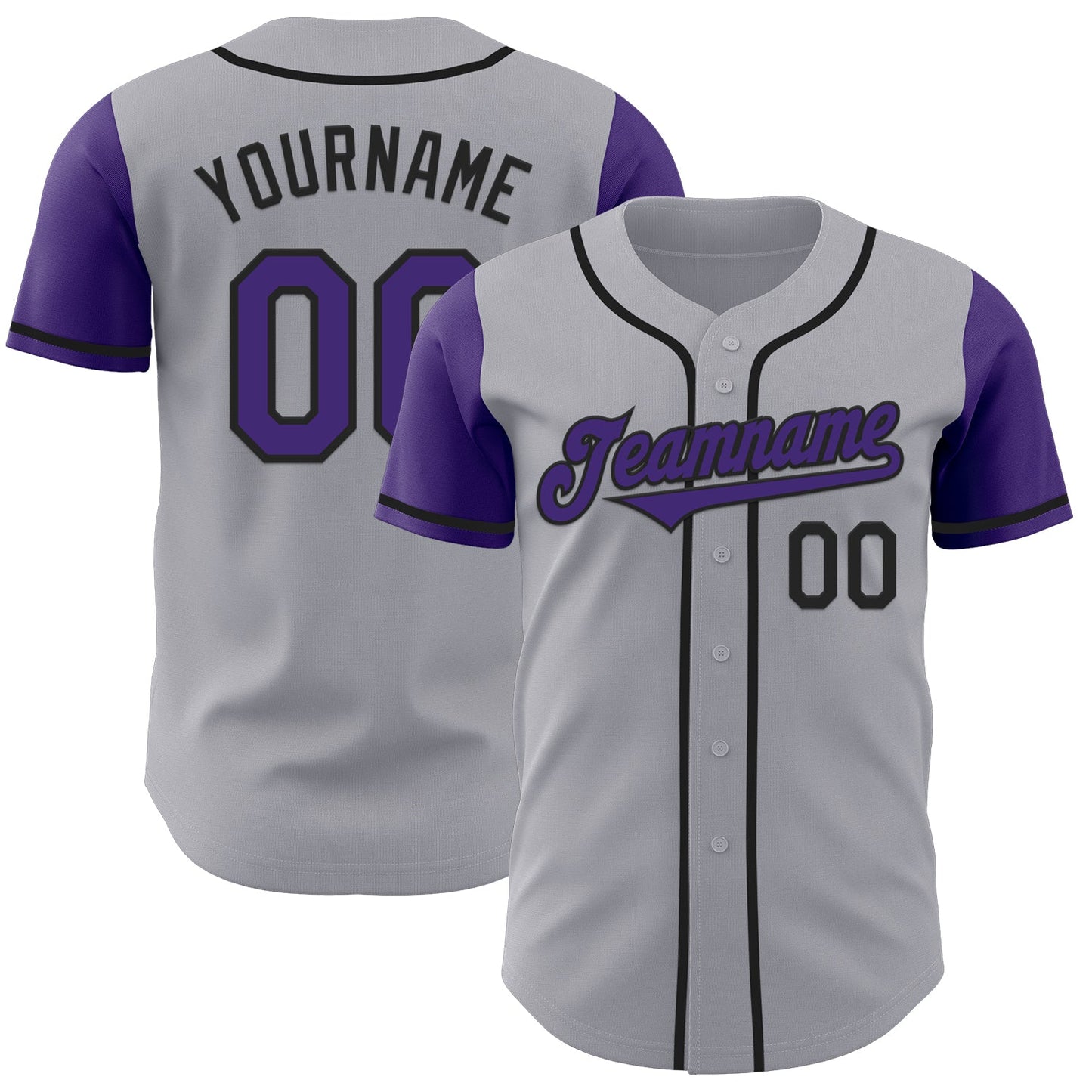Custom Gray Purple-Black Authentic Two Tone Baseball Jersey T-Shirts, Hoodie, Sweatshirt | WearSparks.com (Image 1)