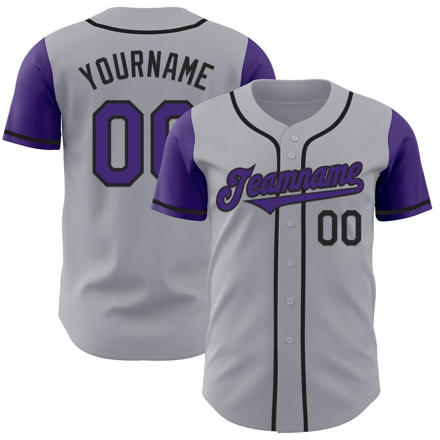 Custom Gray Purple-Black Authentic Two Tone Baseball Jersey T-Shirts, Hoodie, Sweatshirt | WearSparks.com (Image 1)