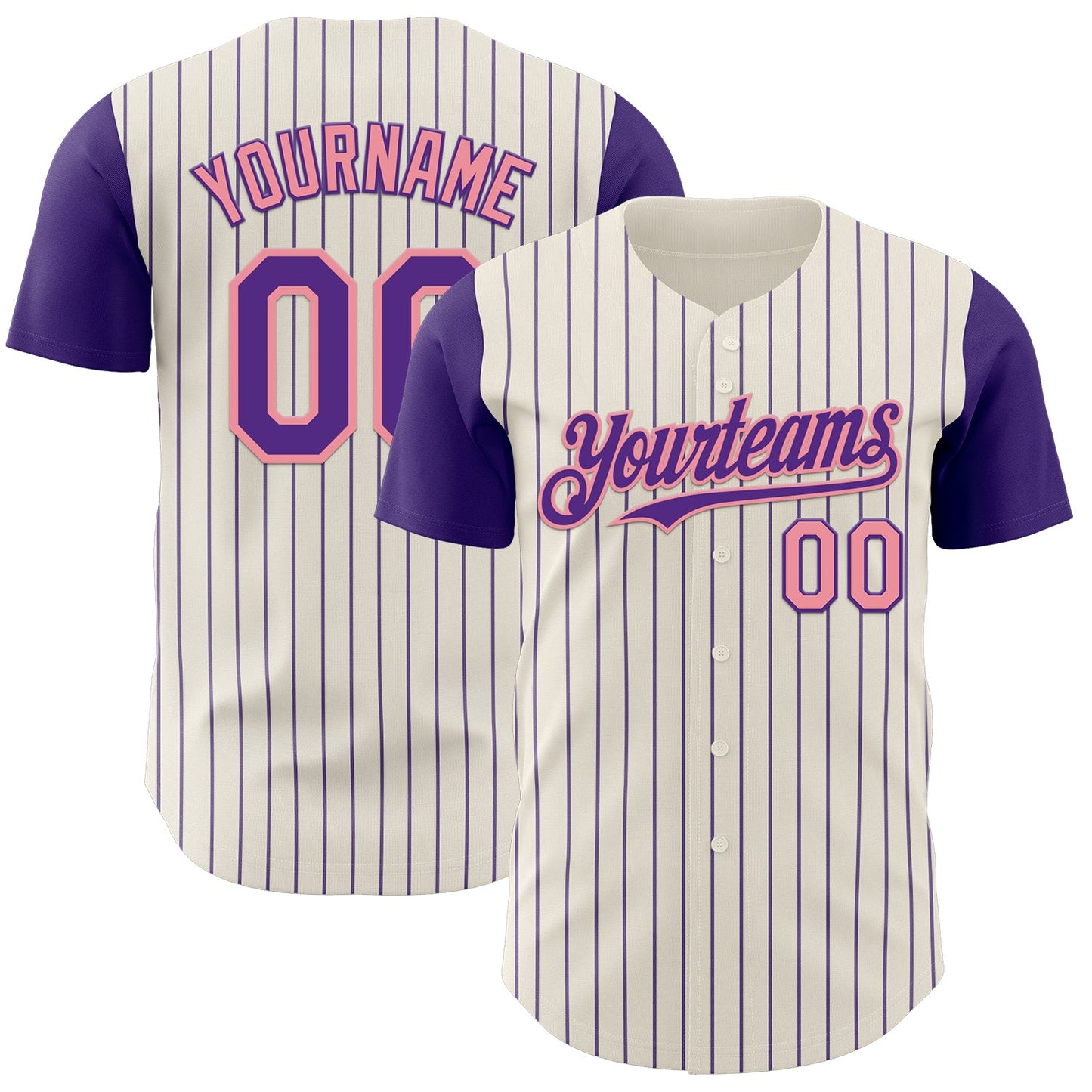 Custom Cream Purple Pinstripe Medium Pink Authentic Two Tone Baseball Jersey T-Shirts, Hoodie, Sweatshirt (Image 1)