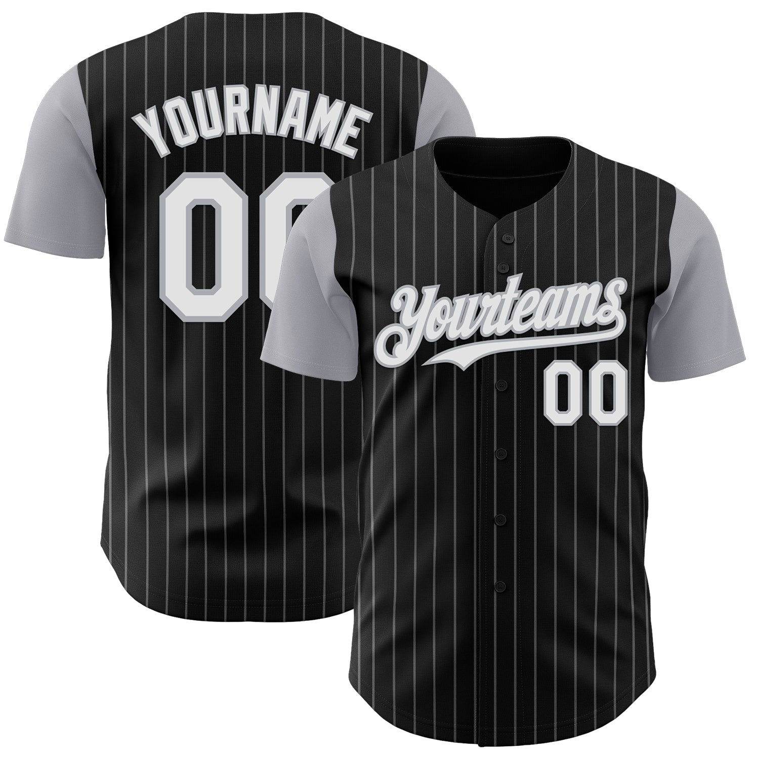 Custom Black Gray Pinstripe White Authentic Two Tone Baseball Jersey T-Shirts, Hoodie, Sweatshirt | WearSparks.com (Image 1)