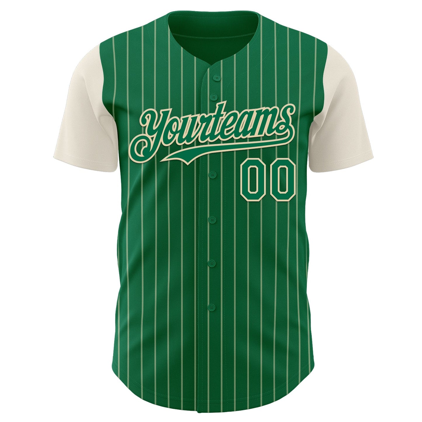 Custom Kelly Green Cream Pinstripe Cream Authentic Two Tone Baseball Jersey T-Shirts, Hoodie, Sweatshirt (Image 2)